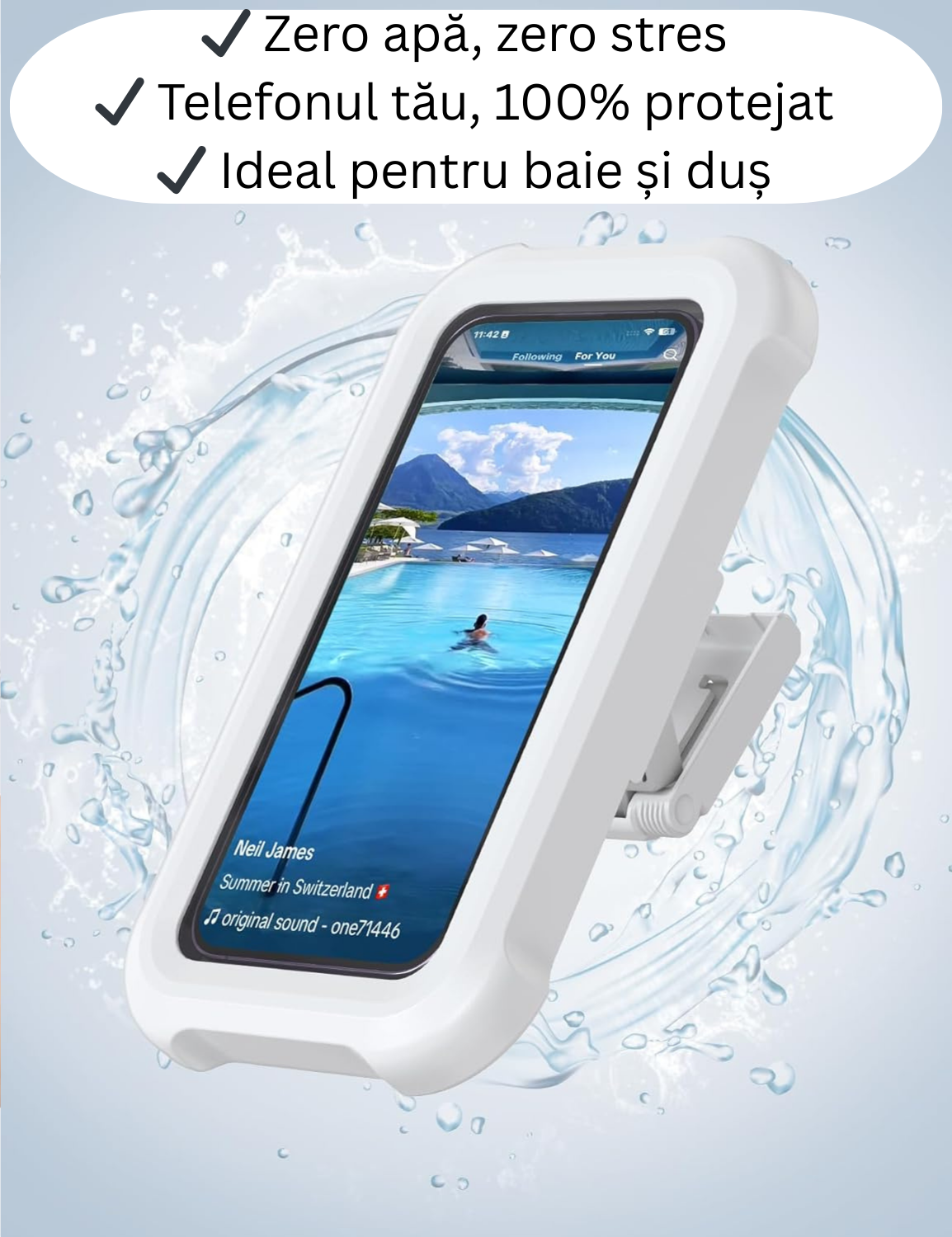 Suport Telefon Impermeabil pentru Duș