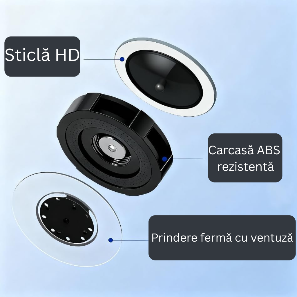 Oglindă Auto Anti Unghi Mort 360° cu Prindere prin Ventuză